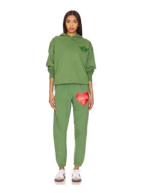 Boys Lie Olive Green Hoodie & Jogger Set with Red Heart